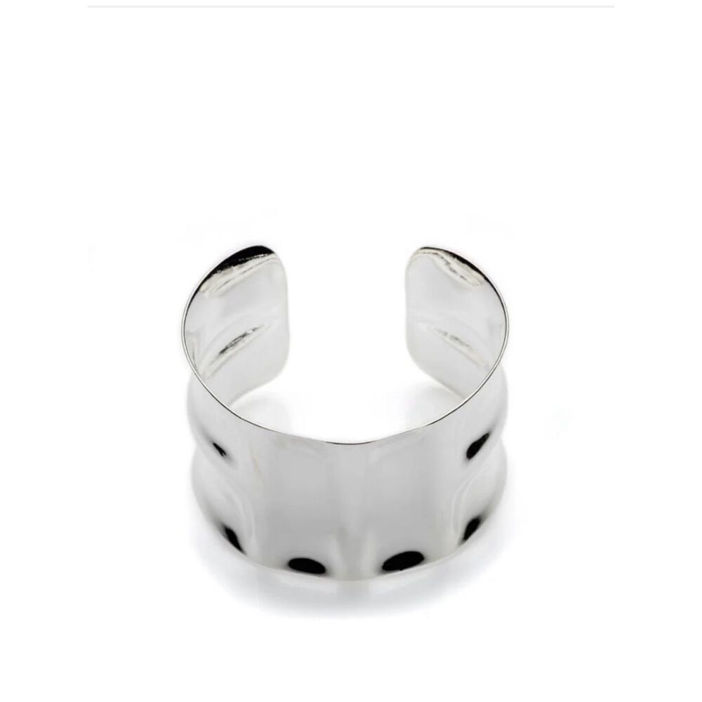 Mayamar silver Hammered Sculpted Wide Cuff Bracelet - Picture 2 of 9
